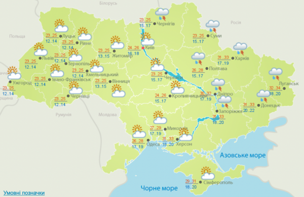 Дожди отступят: в Украине на выходных ожидается жара до +34